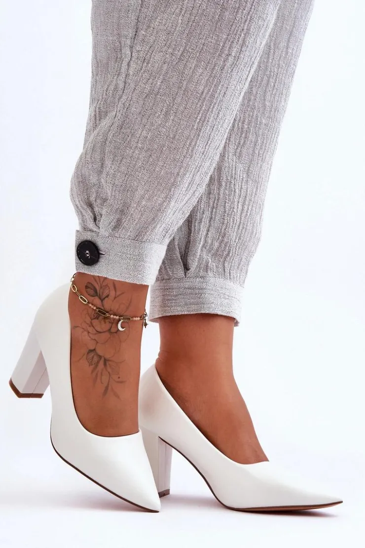 Boto Czółenka Na Słupku|Czółenka Klasyczne*Klasyczne Czółenka Na Słupku Białe Odessa