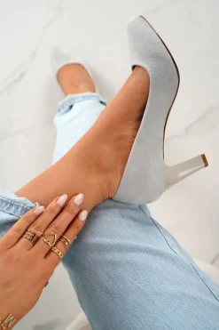 Boto Czółenka Na Słupku*Klasyczne Czółenka Na Słupku Zamszowe Szare Eleanor