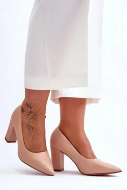 Damskie Boto Klasyczne Czółenka Na Słupku Nude Odessa