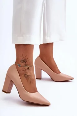 Damskie Boto Klasyczne Czółenka Na Słupku Nude Odessa