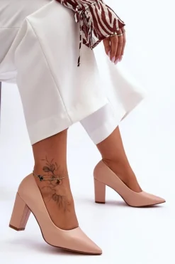 Damskie Boto Klasyczne Czółenka Na Słupku Nude Odessa