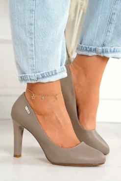 Damskie Boto Klasyczne Czółenka Na Słupku Cappuccino Eliana