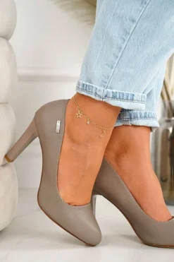 Damskie Boto Klasyczne Czółenka Na Słupku Cappuccino Eliana