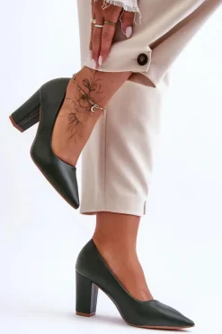 Discount Boto Klasyczne Czółenka Na Słupku Ciemnozielone Odessa