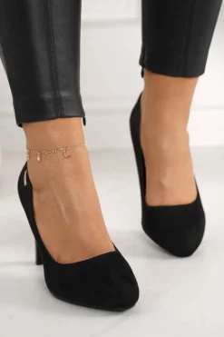 Online Boto Klasyczne Czółenka Na Słupku Zamszowe Czarne Eliana