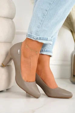 Outlet Boto Klasyczne Czółenka Na Słupku Cappuccino Eleanor