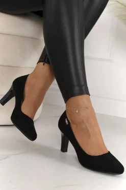 Boto Czółenka Na Słupku*Klasyczne Czółenka Na Słupku Zamszowe Czarne Eleanor