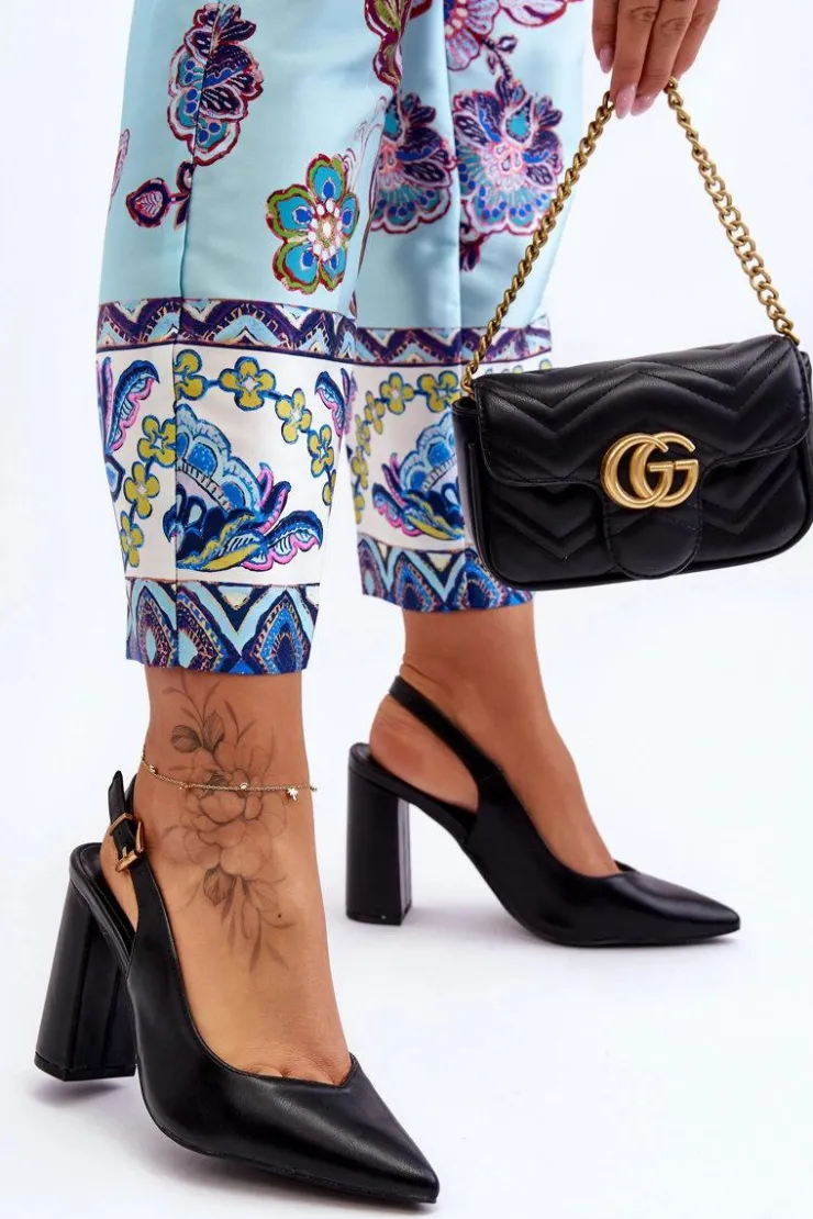 New Boto Klasyczne Czółenka W Szpic Na Słupku Czarne My Love