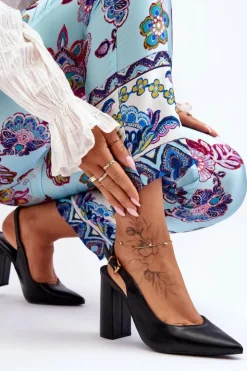 New Boto Klasyczne Czółenka W Szpic Na Słupku Czarne My Love