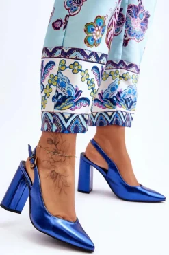 Boto Czółenka Klasyczne|Czółenka Na Słupku*Klasyczne Czółenka W Szpic Na Słupku Niebieskie My Love