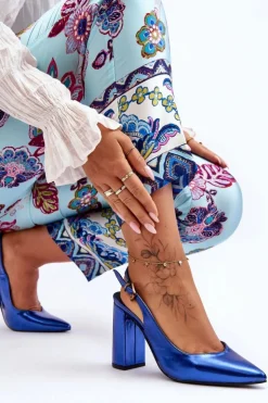 Boto Czółenka Klasyczne|Czółenka Na Słupku*Klasyczne Czółenka W Szpic Na Słupku Niebieskie My Love