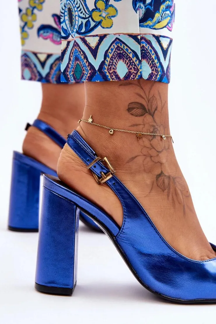 Boto Czółenka Klasyczne|Czółenka Na Słupku*Klasyczne Czółenka W Szpic Na Słupku Niebieskie My Love