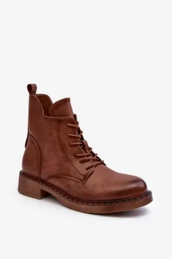 Damskie Evento Klasyczne Damskie Botki Na Płaskim Obcasie Brązowe Ballisa