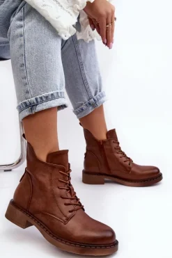 Damskie Evento Klasyczne Damskie Botki Na Płaskim Obcasie Brązowe Ballisa