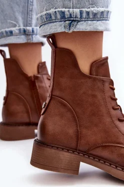 Damskie Evento Klasyczne Damskie Botki Na Płaskim Obcasie Brązowe Ballisa