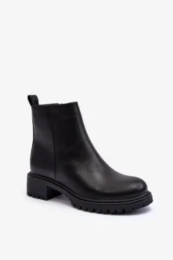 Damskie Boto Klasyczne Damskie Botki Na Płaskim Obcasie Czarne Maddies