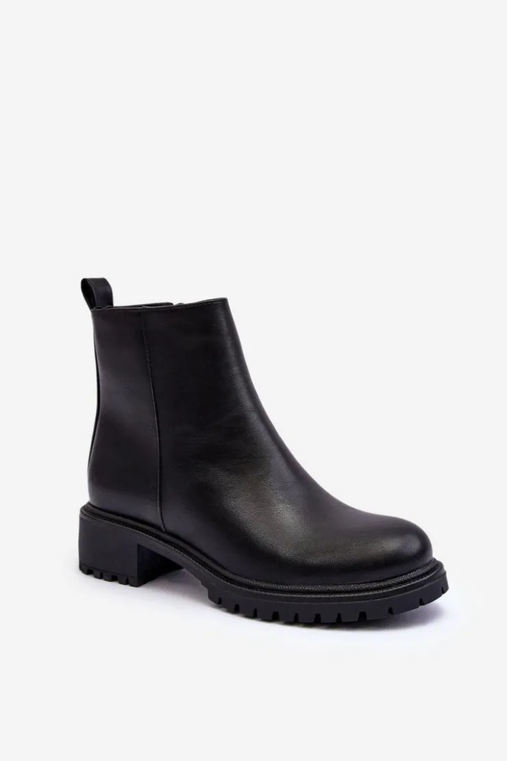 Damskie Boto Klasyczne Damskie Botki Na Płaskim Obcasie Czarne Maddies