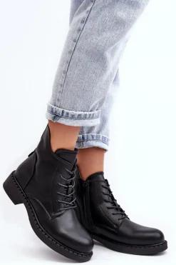 Damskie Evento Klasyczne Damskie Botki Na Płaskim Obcasie Czarne Ballisa