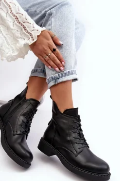 Damskie Evento Klasyczne Damskie Botki Na Płaskim Obcasie Czarne Ballisa