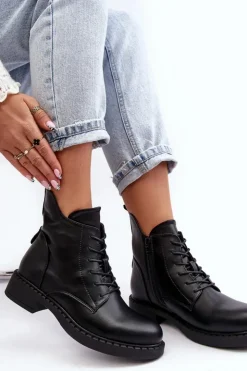 Damskie Evento Klasyczne Damskie Botki Na Płaskim Obcasie Czarne Ballisa