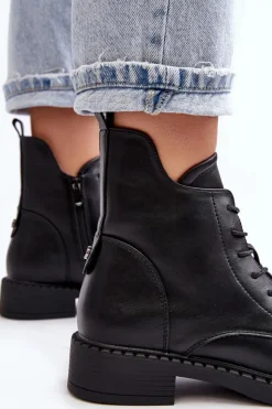 Damskie Evento Klasyczne Damskie Botki Na Płaskim Obcasie Czarne Ballisa