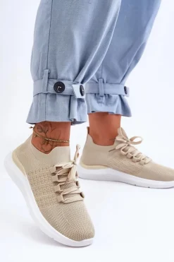 Outlet Boto Klasyczne Damskie Buty Sportowe Beżowe Nikilla