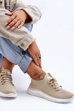 Outlet Boto Klasyczne Damskie Buty Sportowe Beżowe Nikilla
