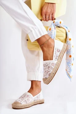 Damskie Damskie buty S.Barski Klasyczne Damskie Espadryle Ażurowe Białe Catris