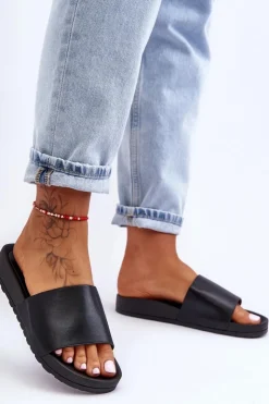 Boto Klapki Damskie Klasyczne*Klasyczne Damskie Klapki Czarne Rolien