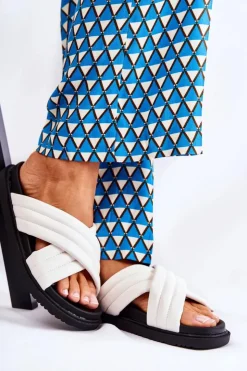 Boto Klapki Damskie Klasyczne*Klasyczne Damskie Klapki Skórzane Białe Daron