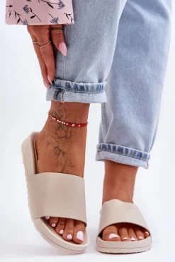 Boto Klapki Damskie Klasyczne*Klasyczne Damskie Klapki Beżowe Rolien