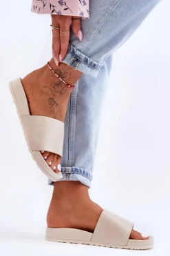 Boto Klapki Damskie Klasyczne*Klasyczne Damskie Klapki Beżowe Rolien