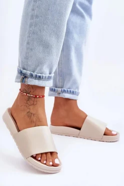 Boto Klapki Damskie Klasyczne*Klasyczne Damskie Klapki Beżowe Rolien