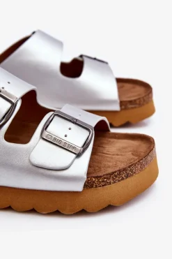 Big Star Shoes Klasyczne Damskie Klapki Big Star LL274476 Srebrne Srebrny