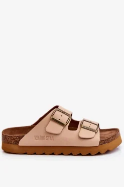 Big Star Shoes Klapki Damskie Big Star|Klapki Damskie Klasyczne*Klasyczne Damskie Klapki Big Star LL274478 Beżowe Beżowy