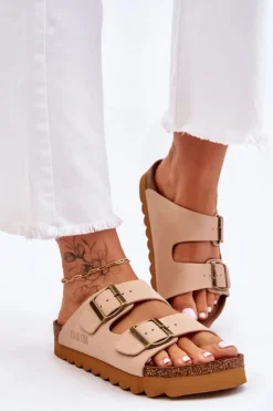 Big Star Shoes Klapki Damskie Big Star|Klapki Damskie Klasyczne*Klasyczne Damskie Klapki Big Star LL274478 Beżowe Beżowy