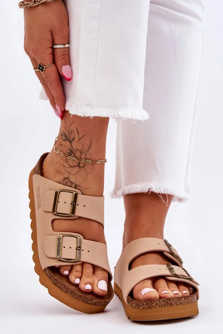 Big Star Shoes Klapki Damskie Big Star|Klapki Damskie Klasyczne*Klasyczne Damskie Klapki Big Star LL274478 Beżowe Beżowy