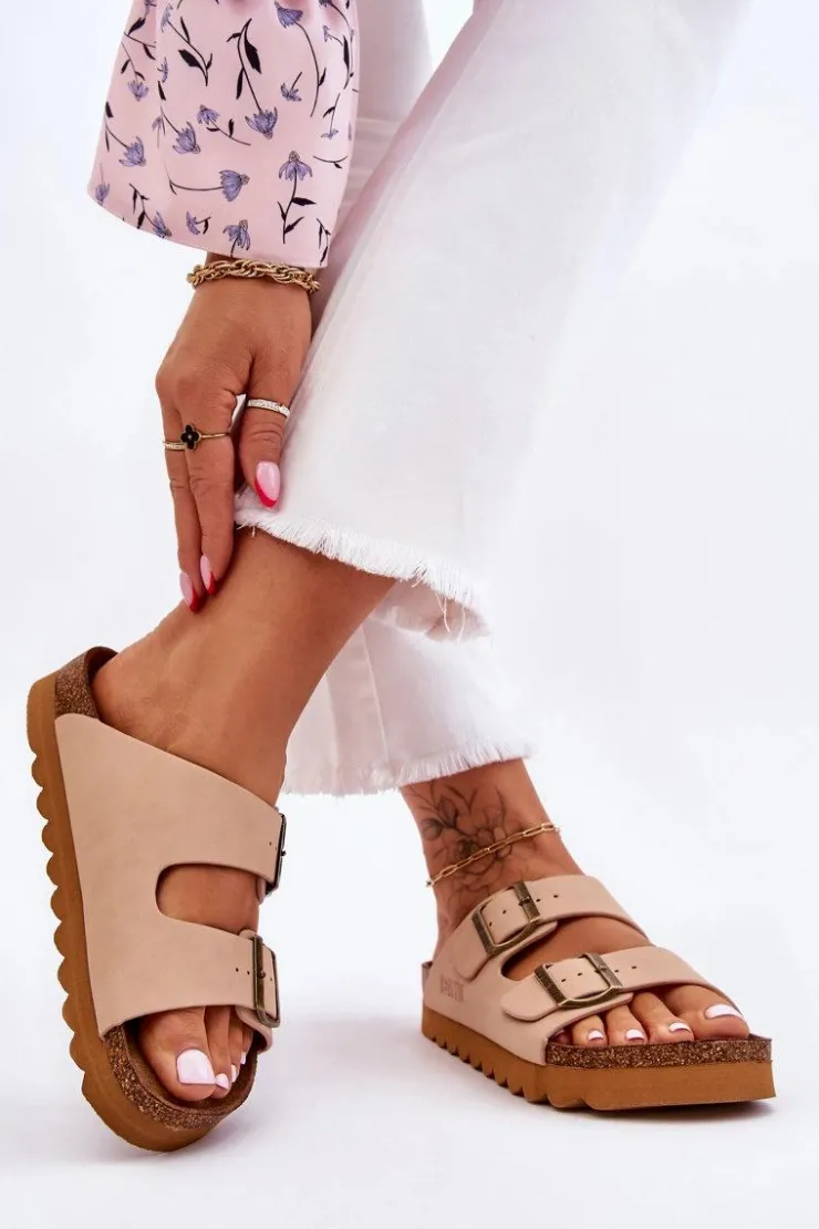 Big Star Shoes Klapki Damskie Big Star|Klapki Damskie Klasyczne*Klasyczne Damskie Klapki Big Star LL274478 Beżowe Beżowy