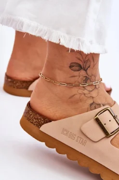 Big Star Shoes Klapki Damskie Big Star|Klapki Damskie Klasyczne*Klasyczne Damskie Klapki Big Star LL274478 Beżowe Beżowy