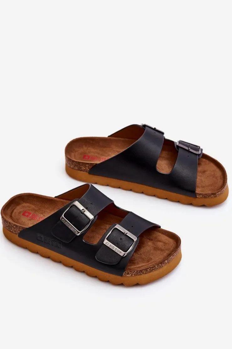 Damskie Big Star Shoes Klasyczne Damskie Klapki Big Star LL274477 Czarne