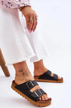 Damskie Big Star Shoes Klasyczne Damskie Klapki Big Star LL274477 Czarne