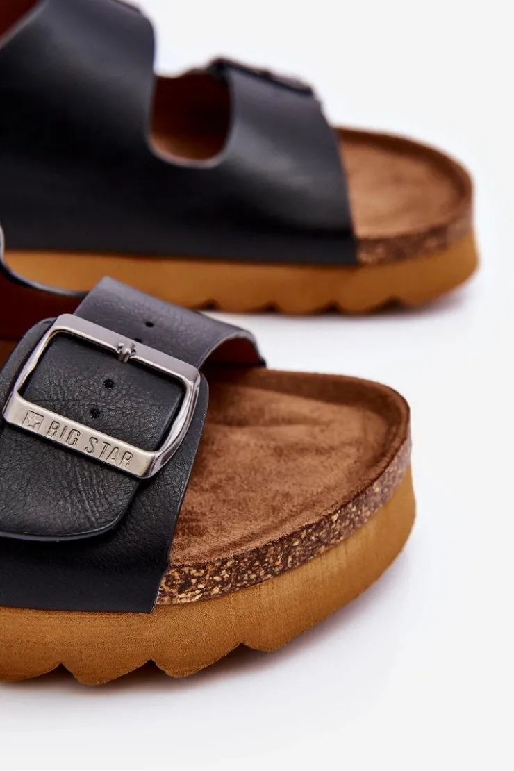 Damskie Big Star Shoes Klasyczne Damskie Klapki Big Star LL274477 Czarne