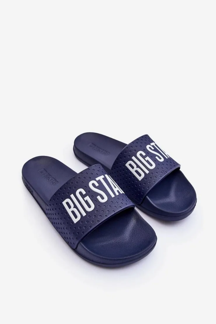 Damskie Big Star Shoes Klasyczne Damskie Klapki Big Star MM274714 Granatowe