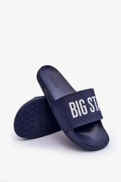 Damskie Big Star Shoes Klasyczne Damskie Klapki Big Star MM274714 Granatowe