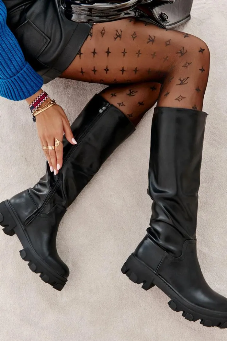 Damskie Boto Klasyczne Damskie Kozaki Do Kolana Czarne Clarisa