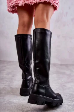 Damskie Boto Klasyczne Damskie Kozaki Do Kolana Czarne Clarisa