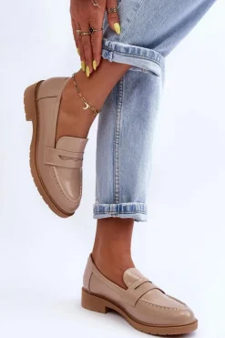 Damskie Boto Klasyczne Damskie Mokasyny Beżowe Faradays