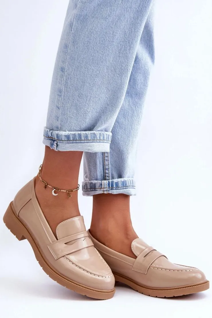 Damskie Boto Klasyczne Damskie Mokasyny Beżowe Faradays