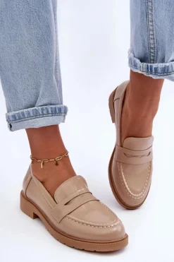 Damskie Boto Klasyczne Damskie Mokasyny Beżowe Faradays