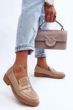 Damskie Boto Klasyczne Damskie Mokasyny Beżowe Faradays